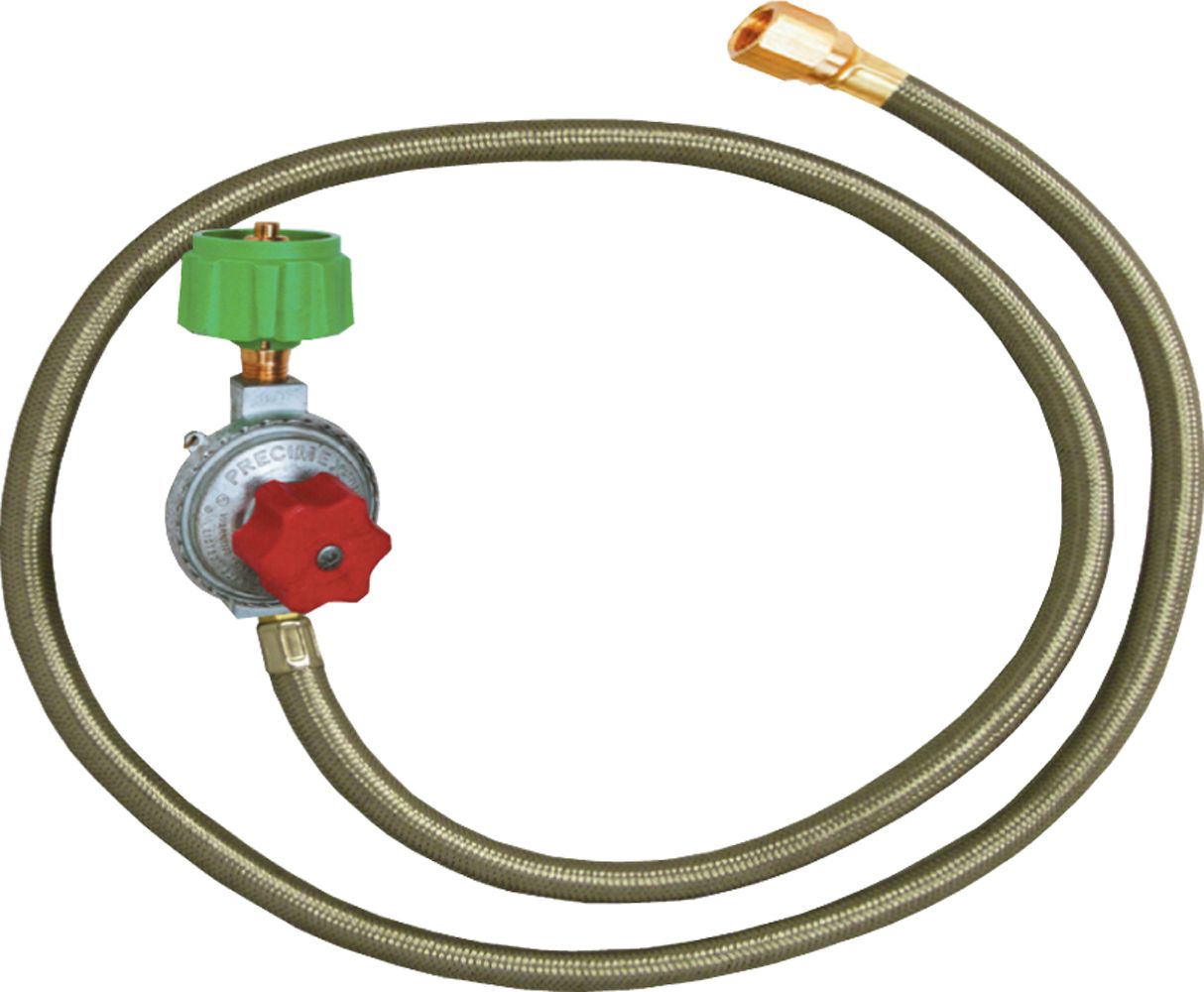 King Kooker Stainless Steel Hose and Regulator with Female Flare Swivel