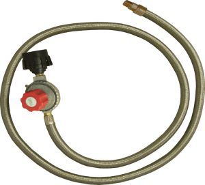 King Kooker Stainless Steel Hose &amp; Regulator with Male Pipe Thread and Orifice