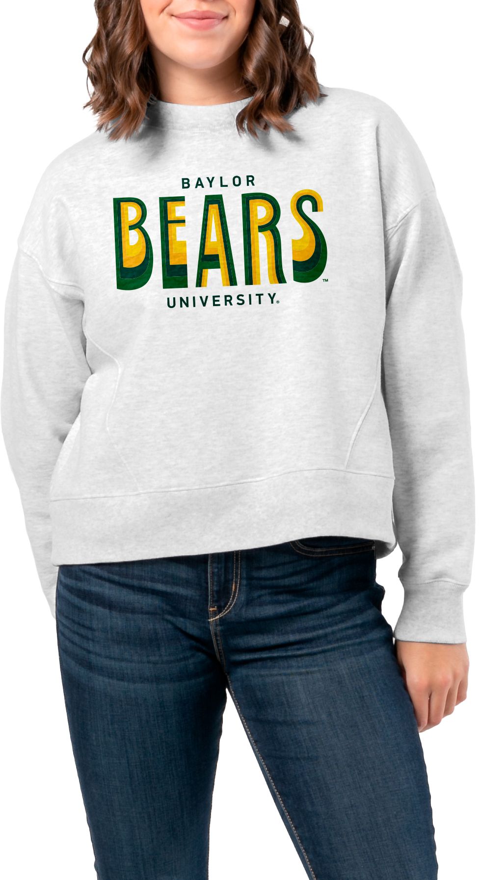 League-Legacy Women's Baylor Bears Ash Boxy Crew Neck Sweatshirt