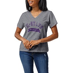 League-Legacy Women's Kansas State Wildcats Silver Intramural Boyfriend V-Neck T-Shirt