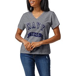 League-Legacy Women's Navy Midshipmen Grey Intramural Boyfriend V-Neck T-Shirt