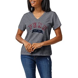 League-Legacy Women's University of Pennsylvania Quakers Grey Intramural Boyfriend V-Neck T-Shirt
