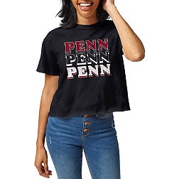 League-Legacy Women's University of Pennsylvania Quakers Blue Clothesline Cotton Crop T-Shirt