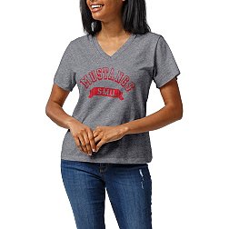 League-Legacy Women's Southern Methodist Mustangs Grey Intramural Boyfriend V-Neck T-Shirt