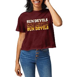 League-Legacy Women's Arizona State Sun Devils Maroon Clothesline Cotton Crop T-Shirt