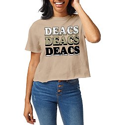 League-Legacy Women's Wake Forest Demon Deacons Beige Clothesline Cotton Crop T-Shirt