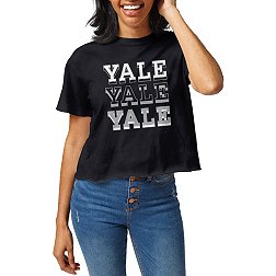 League-Legacy Women's Yale Bulldogs Yale Blue Clothesline Cotton Crop T-Shirt