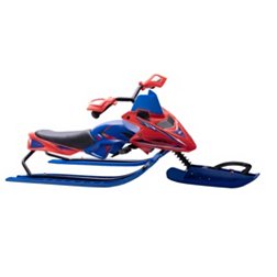 Machrus Frost Rush Kids' Moto Snow Bike Sled with Handlebar Grips, Retractable Pull Cord, and Dual Foot Brake