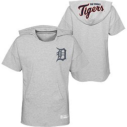 MLB Girls' Detroit Tigers Gray Clubhouse Short Sleeve Hoodie
