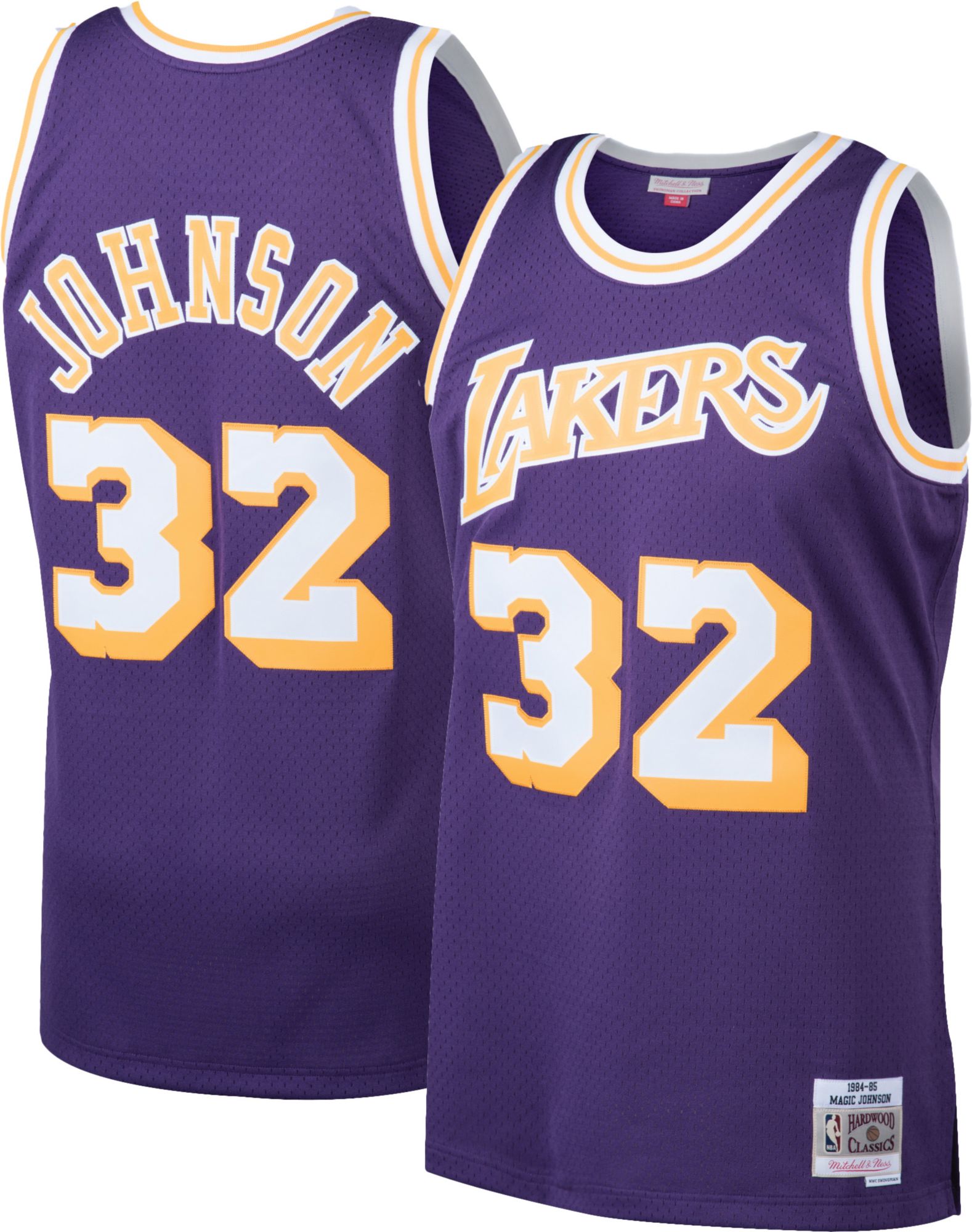 Mitchell & Ness Men's 1984 Los Angeles Lakers Magic Johnson #32 Purple Hardwood Classics Swingman Jersey