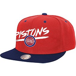 Mitchell and Ness Men's Detroit Pistons Red Hardwood Classic Transcript 9Fifty Hat