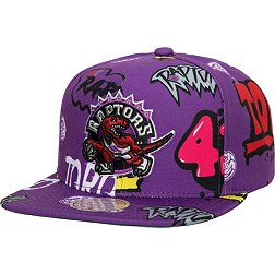 Mitchell & Ness Men's Toronto Raptors Slap Sticker Purple Snapback Adjustable Hat