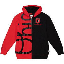 Mitchell & Ness Men's Ohio State Buckeyes Scarlet/Black Color Block Full-Zip Sweatshirt