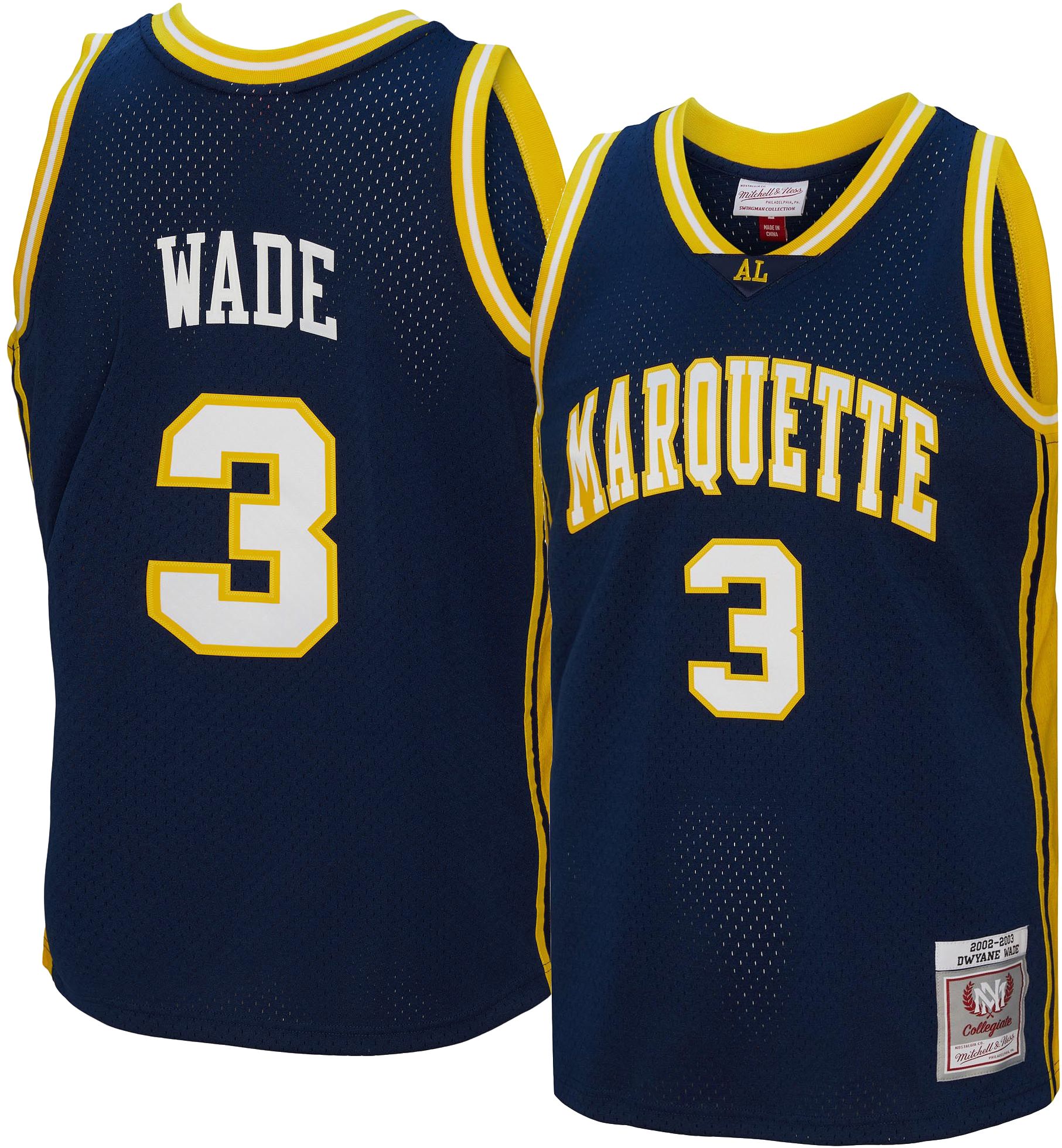 Men's Original Retro Brand Dwyane Wade Navy Marquette Golden Eagles Alumni Basketball Jersey Size: Small