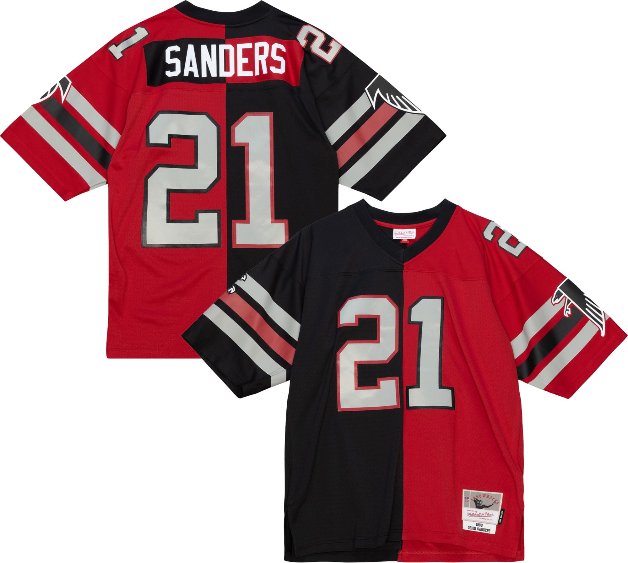 Mitchell &amp; Ness Men's Atlanta Falcons Deion Sanders #21 1989 Split Throwback Jersey