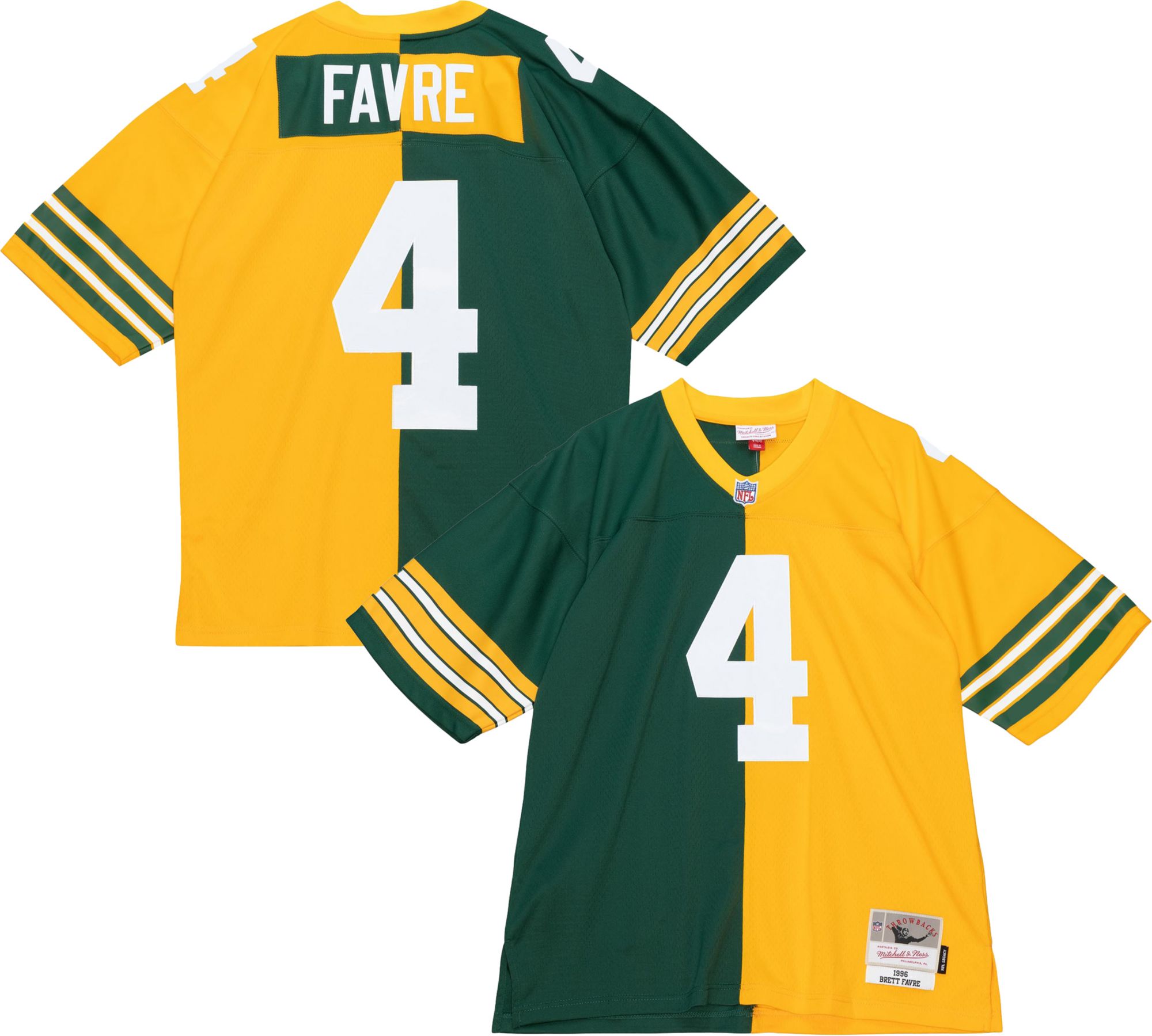 Mitchell &amp; Ness Men's Green Bay Packers Brett Favre #4 1996 Split Throwback Jersey