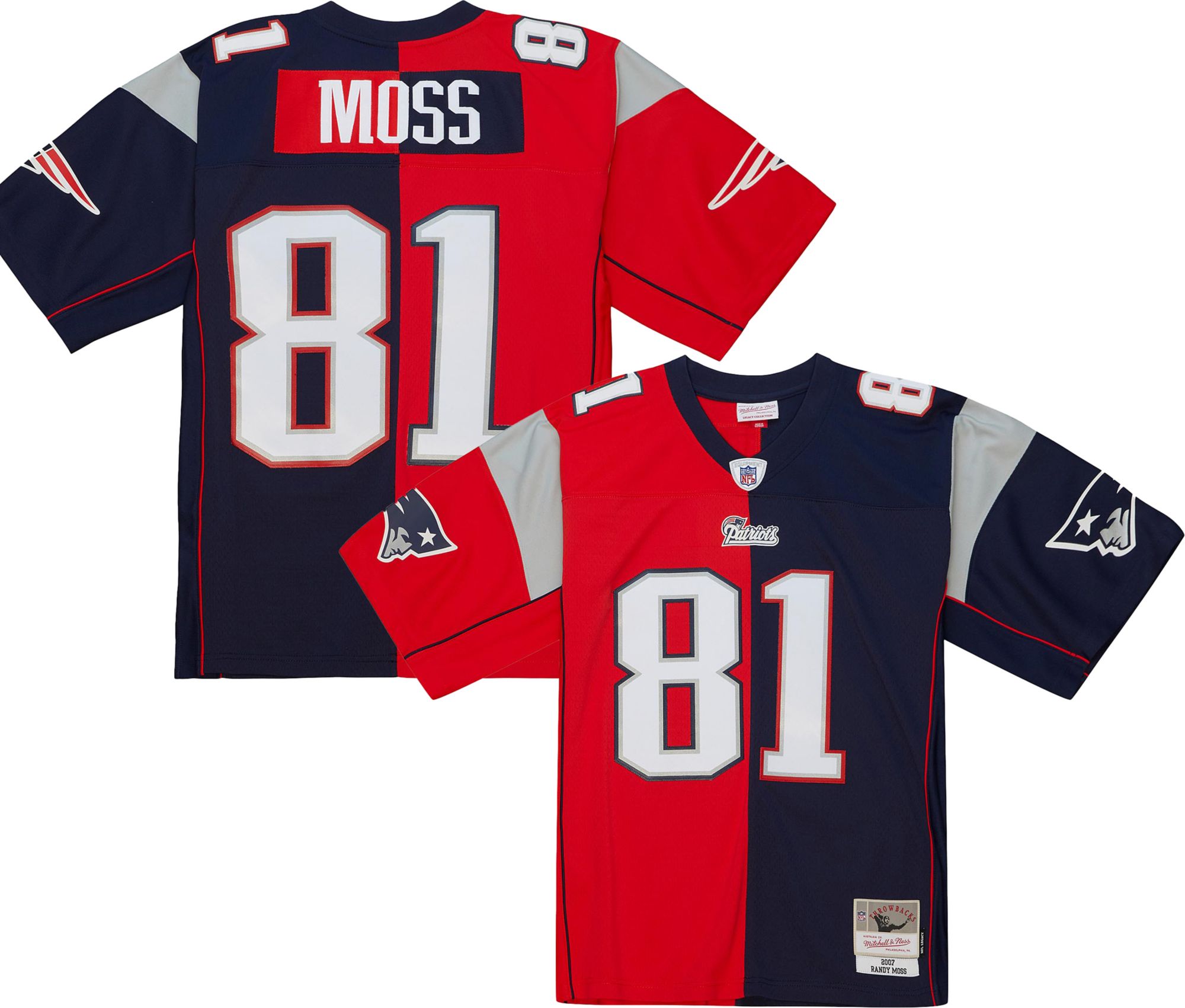 Mitchell &amp; Ness Men's New England Patriots Randy Moss #81 2007 Split Throwback Jersey