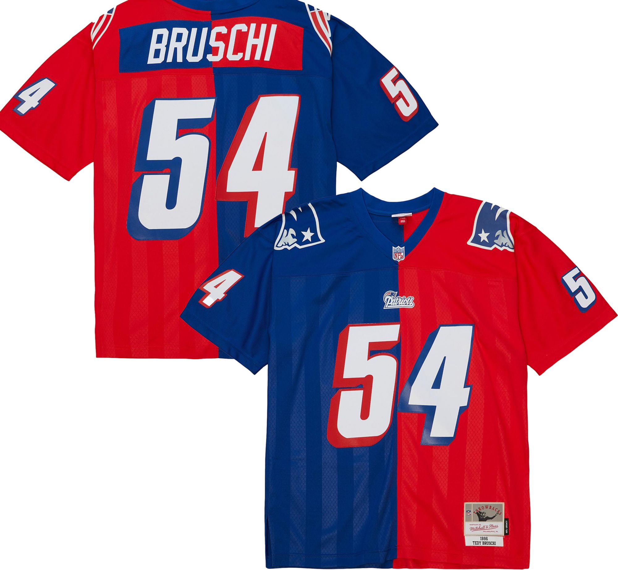Mitchell &amp; Ness Men's New England Patriots Tedy Bruschi #54 1996 Split Throwback Jersey