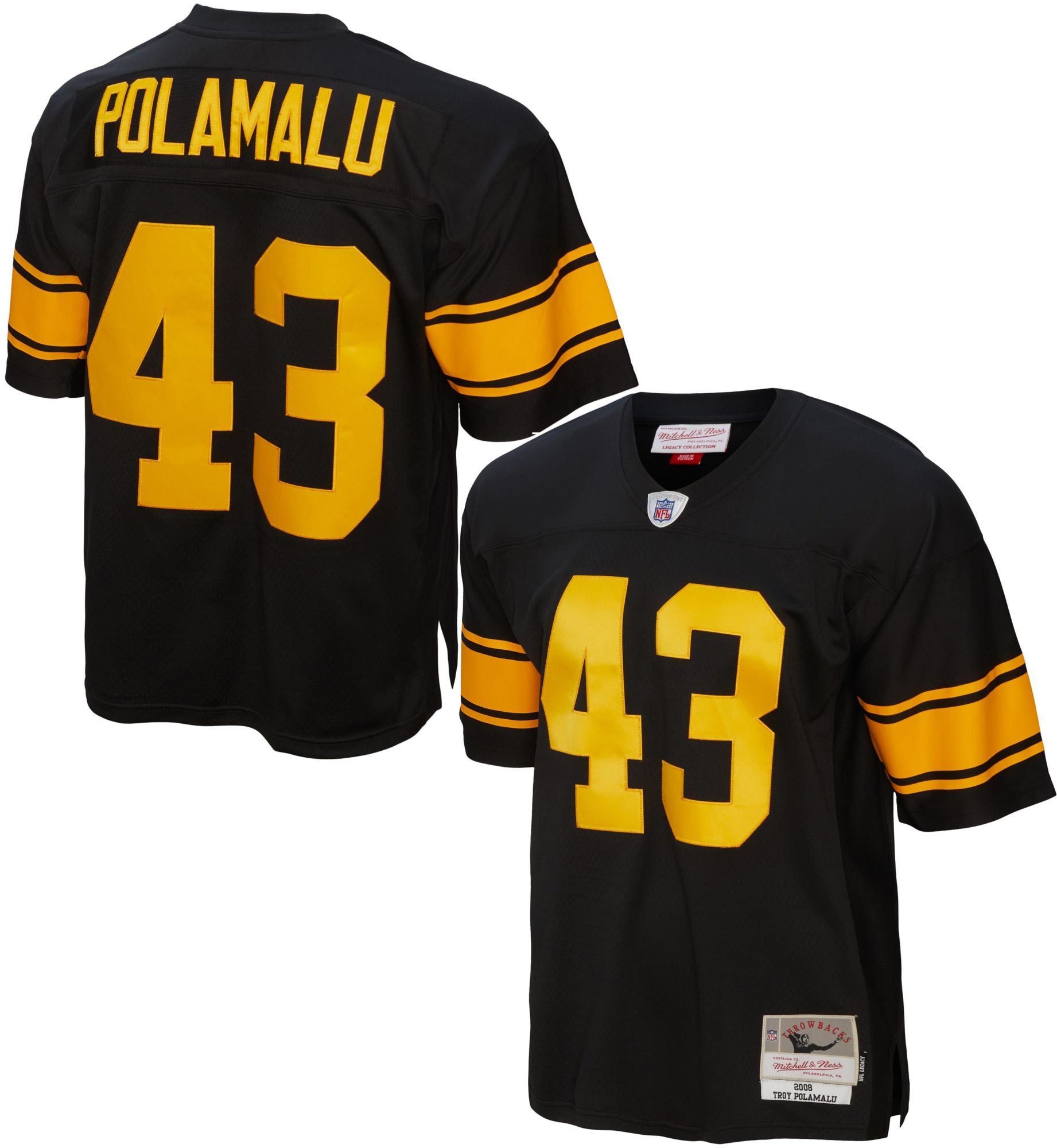 Mitchell &amp; Ness Men's Pittsburgh Steelers Troy Polamalu #43 2008 Throwback Jersey