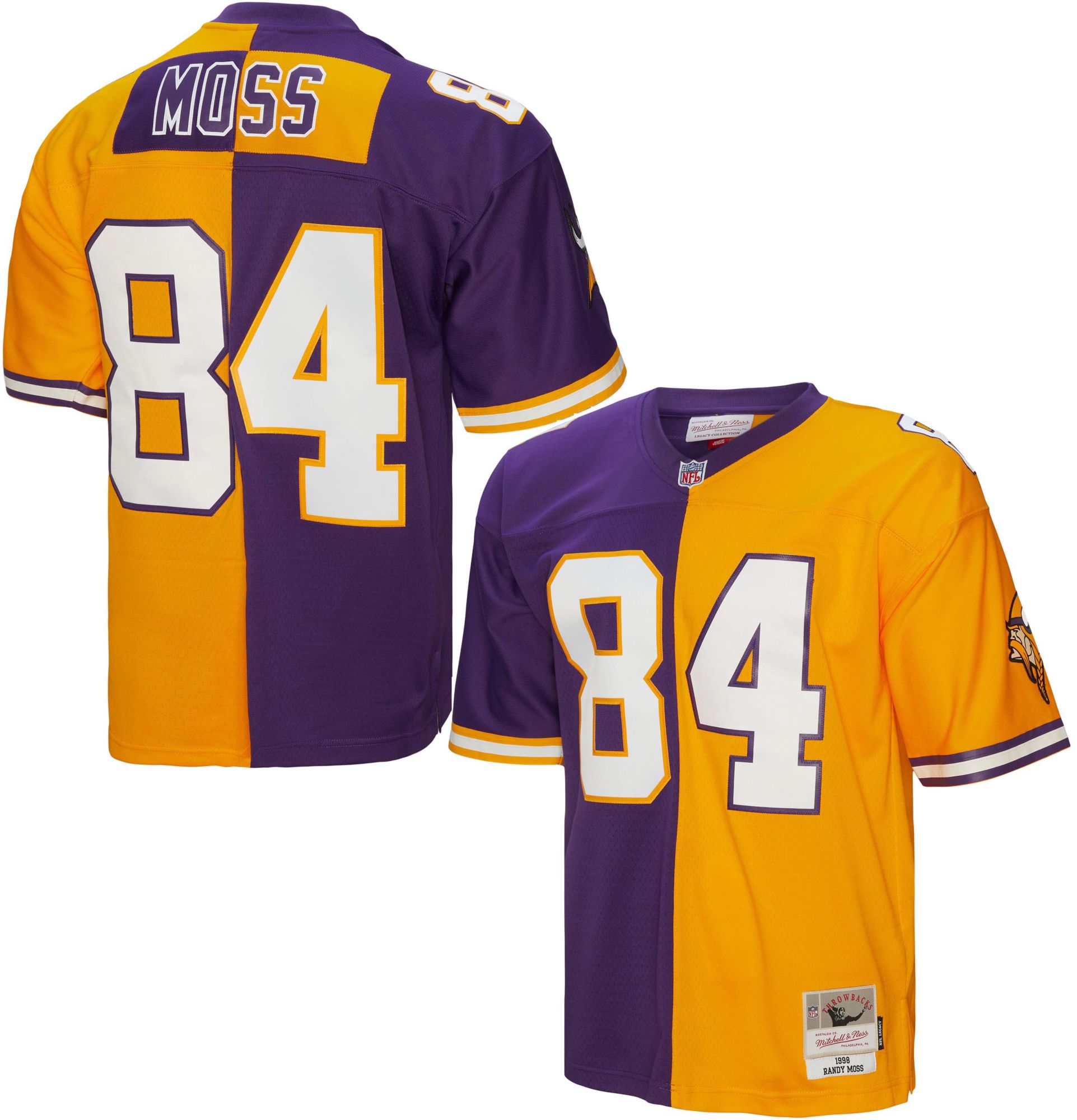 Mitchell &amp; Ness Men's Minnesota Vikings Randy Moss #84 1998 Split Throwback Jersey