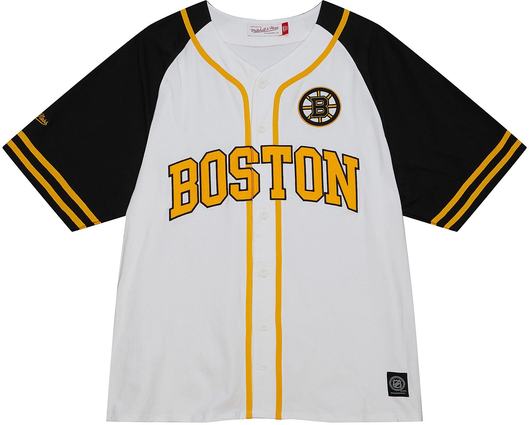 Mitchell &amp; Ness Boston Bruins White Baseball Jersey