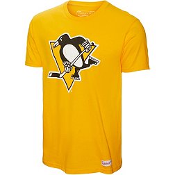 Mitchell & Ness Pittsburgh Penguins Distressed Logo Gold T-Shirt