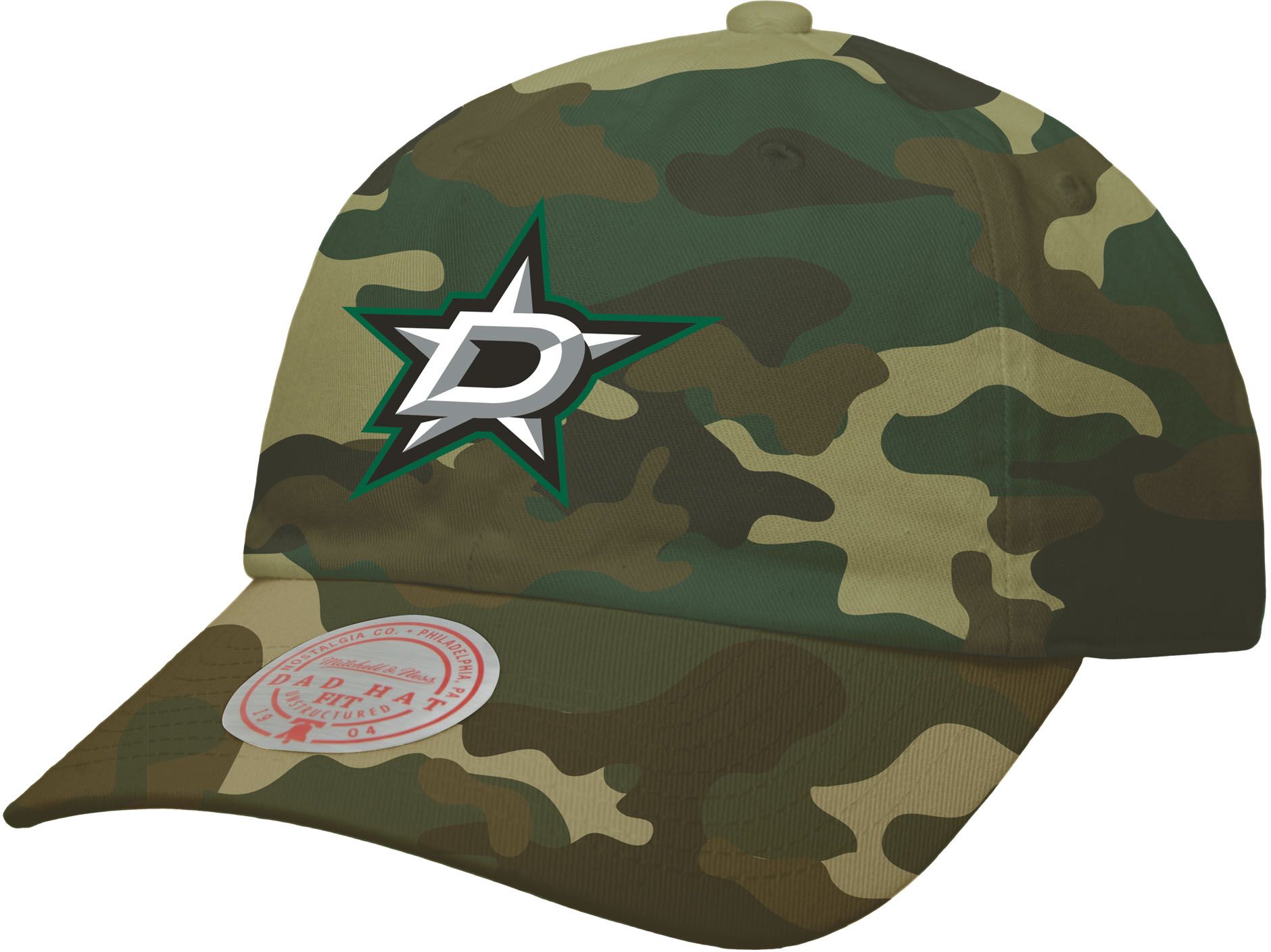 Mitchell &amp; Ness Dallas Stars Logo Camo Adjustable Dad Hat