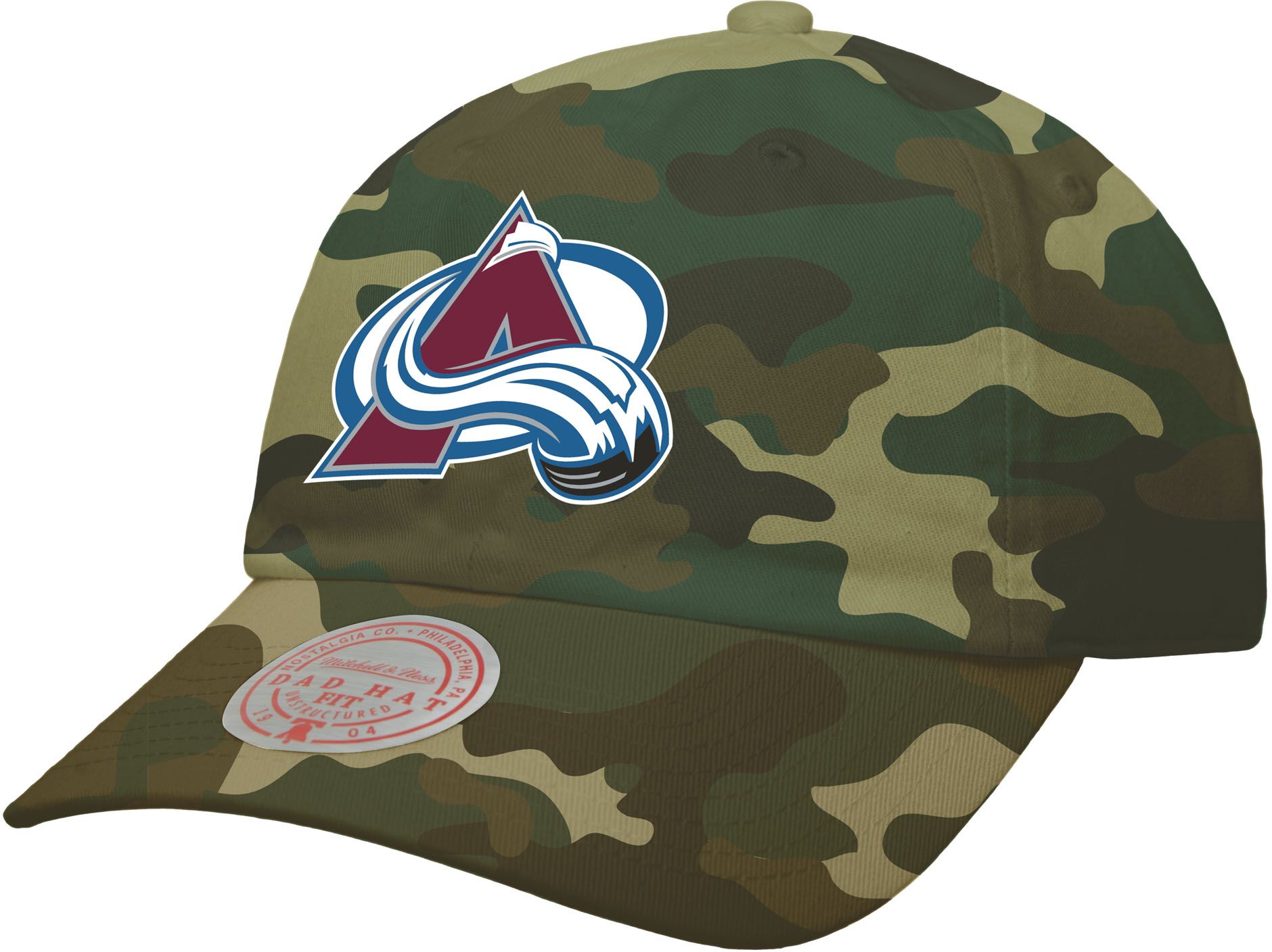 Mitchell &amp; Ness Colorado Avalanche Logo Camo Adjustable Dad Hat