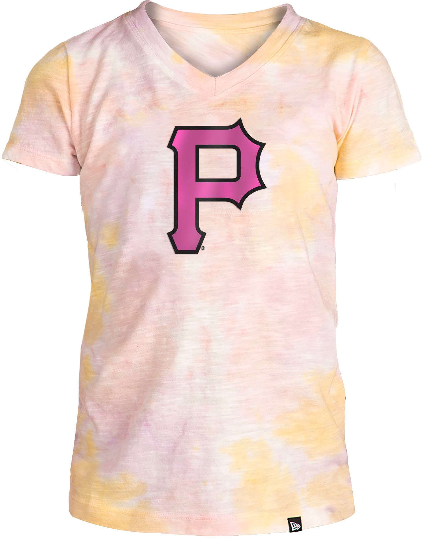 Girl's Youth New Era Pink Detroit Tigers Jersey Stars V-Neck T-Shirt