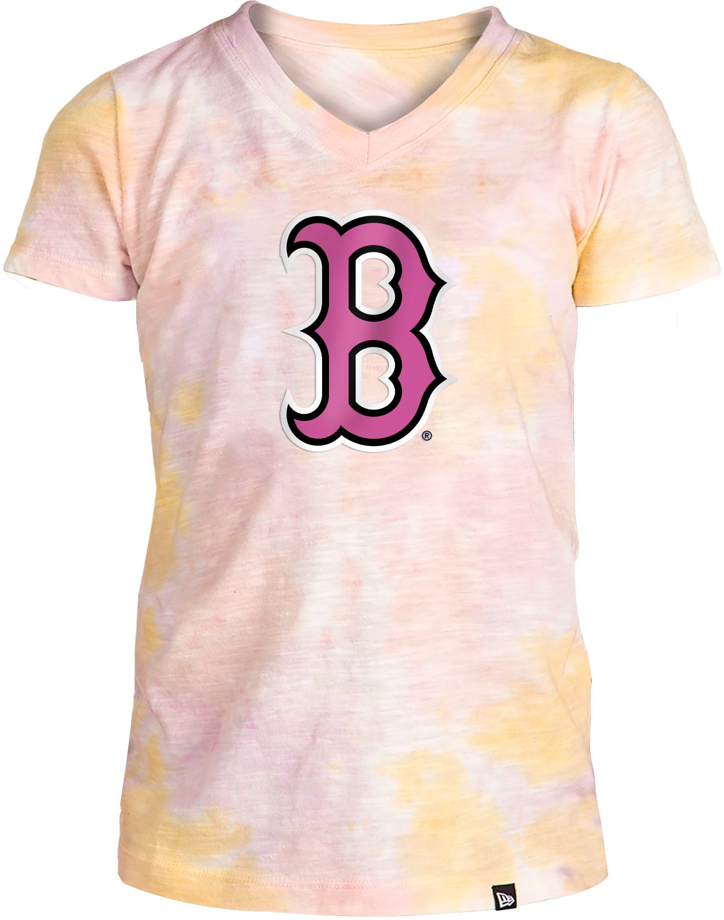 Apparel Girl's Boston Red Sox Tie Dye V-Neck T-Shirt