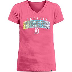 New Era Girls' Detroit Tigers Pink Flip Sequin T-Shirt