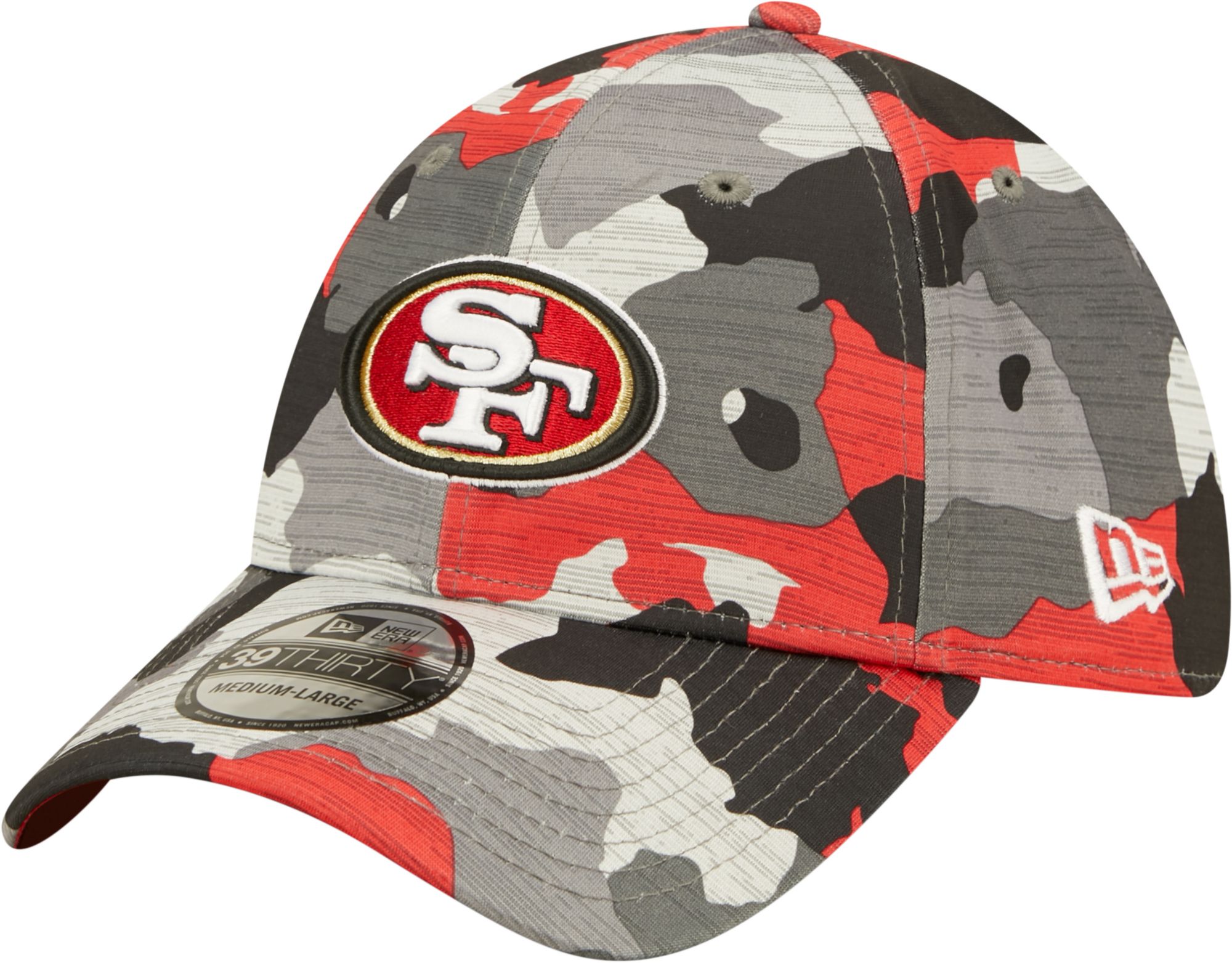 Men's San Francisco 49ers Sideline Traning Camp 2022 Camouflage 39Thirty  Stretch Fit Hat