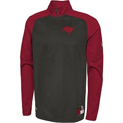 NFL Team Apparel Youth Tampa Bay Buccaneers Combine O-Linen 2-Tone Grey/Red Half-Zip Pullover T-Shirt