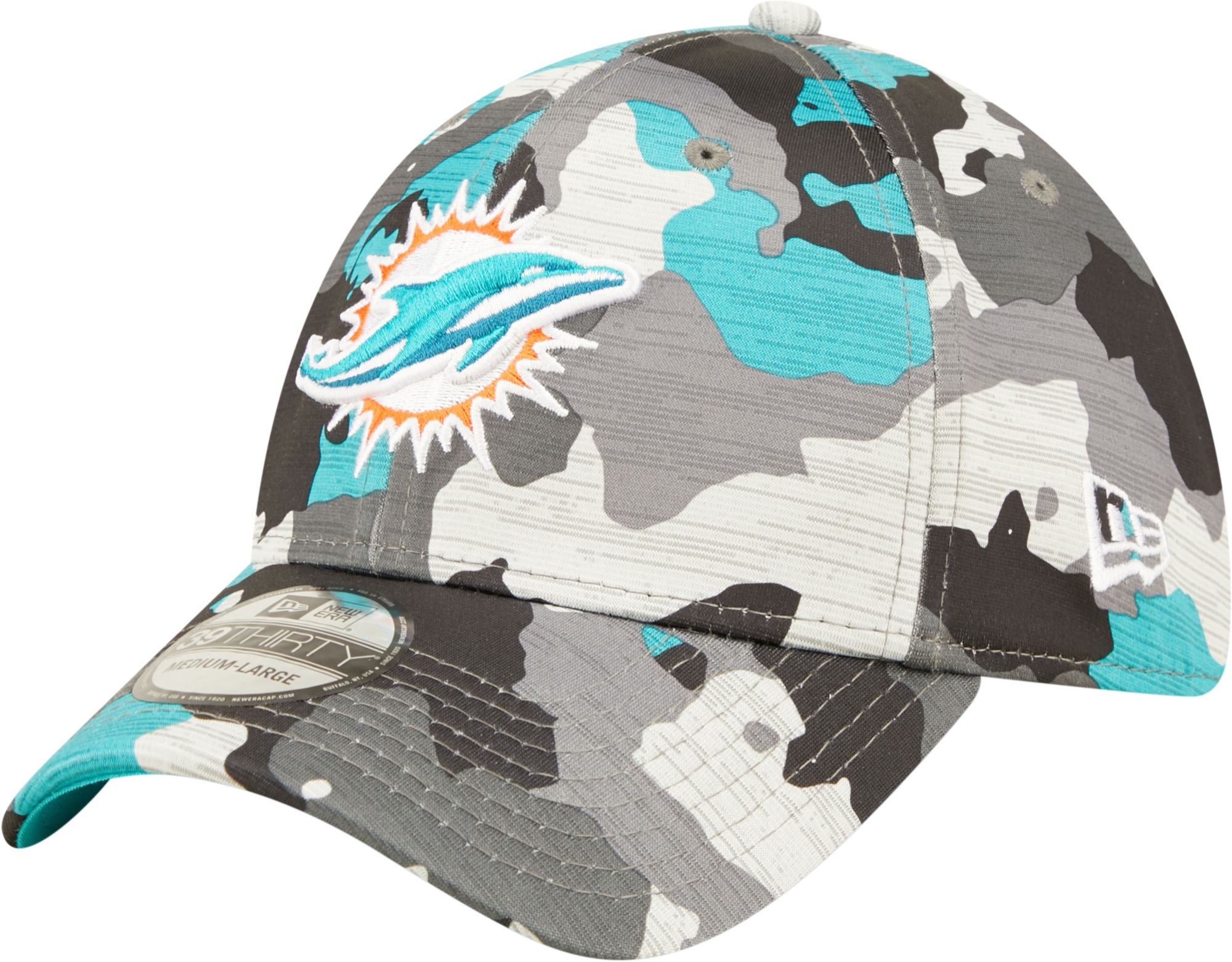 Men's Miami Dolphins Sideline Training Camp 2022 Camouflage 39Thirty  Stretch Fit Hat