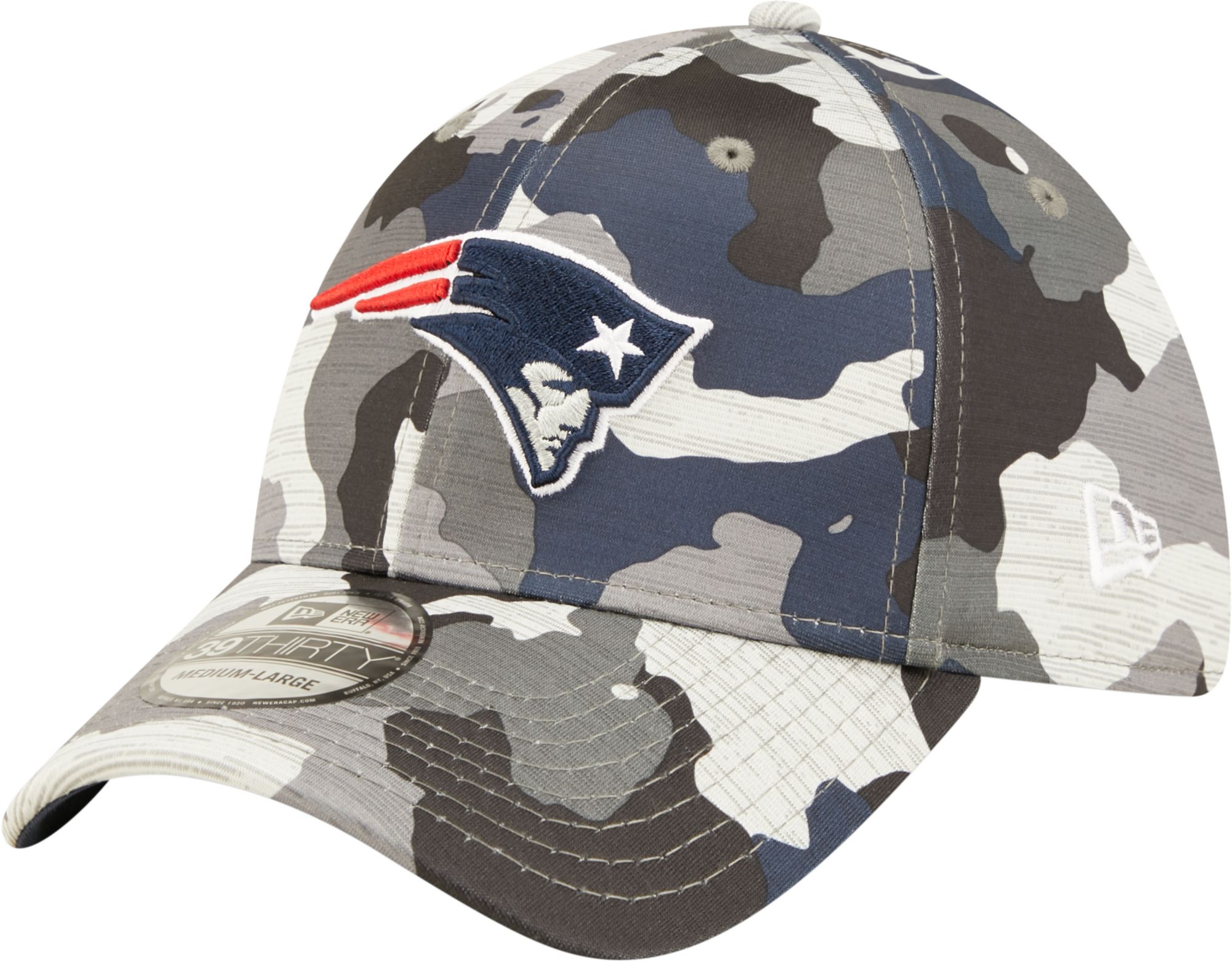 Men's New England Patriots Sideline Training Camp 2022 Camouflage 39Thirty  Stretch Fit Hat