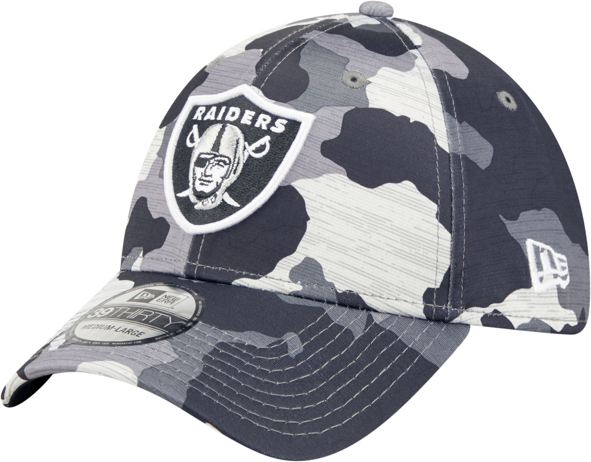 Men's Las Vegas Raiders Sideline Training Camp 2022 Camouflage 39Thirty  Stretch Fit Hat