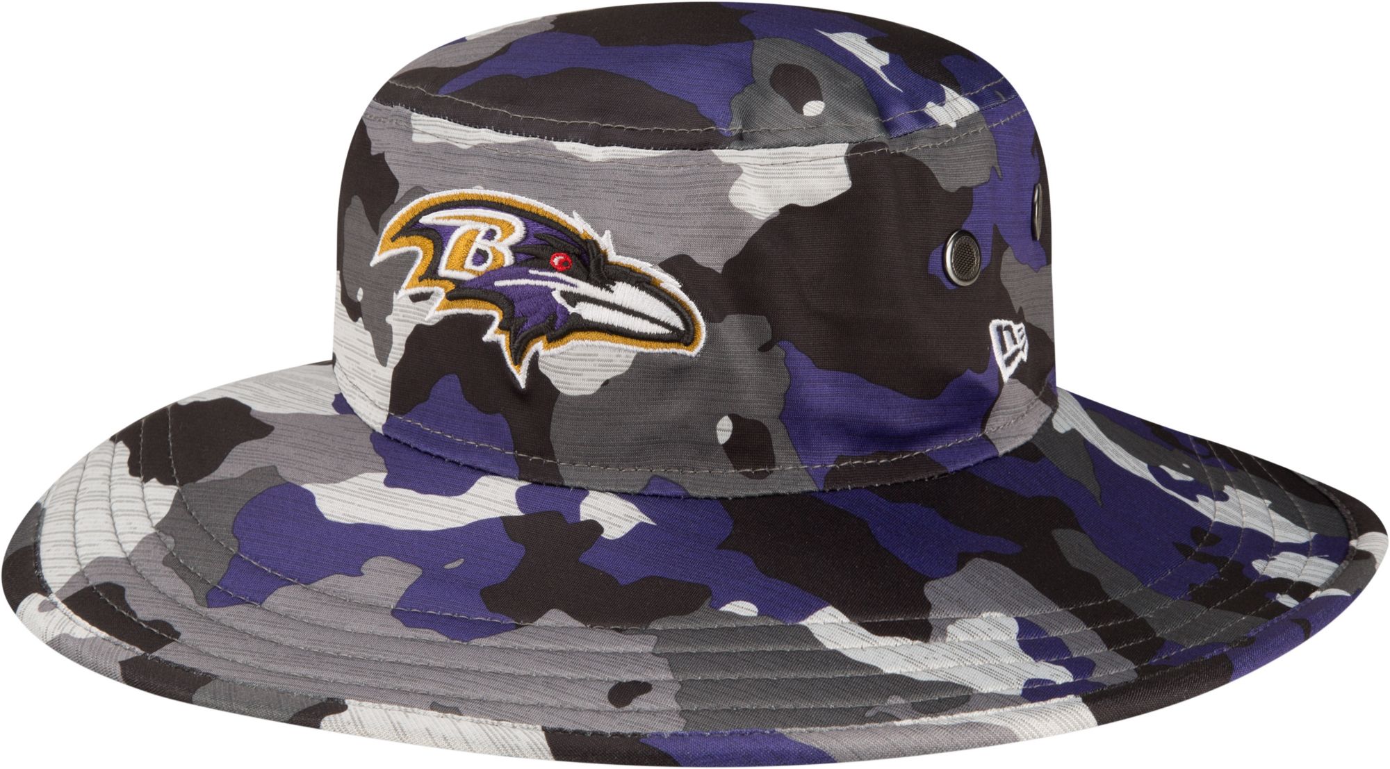 New Era / Men's Baltimore Ravens Training Camp 2022 Sideline Panama  Camouflage Bucket Hat