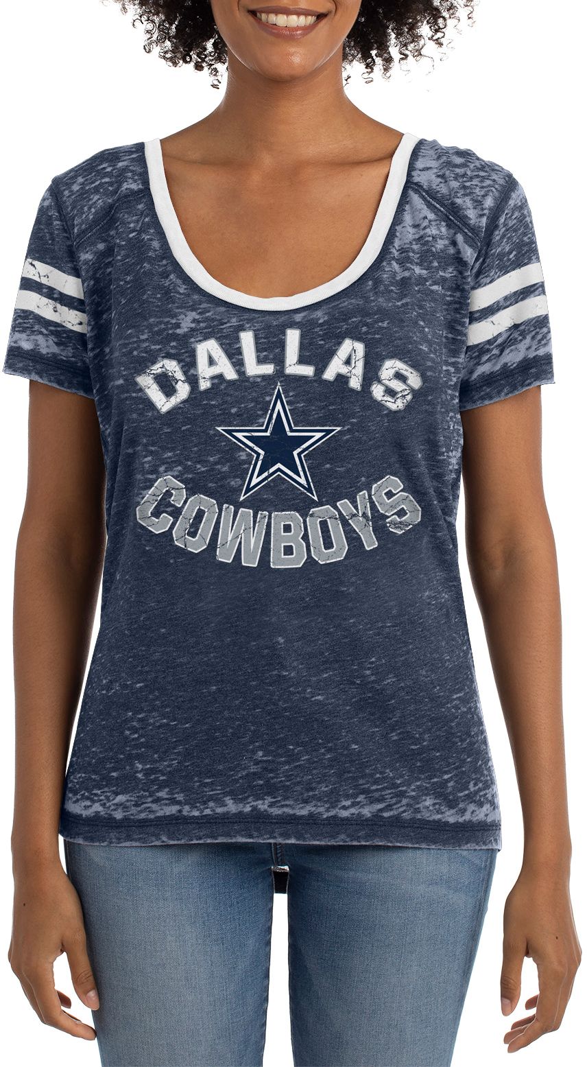 Women's Dallas Cowboys Burnout Navy T-Shirt