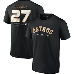MLB Men's 2022 World Series Champions Houston Astros Jose Altuve #27 Gold Luxe T-Shirt