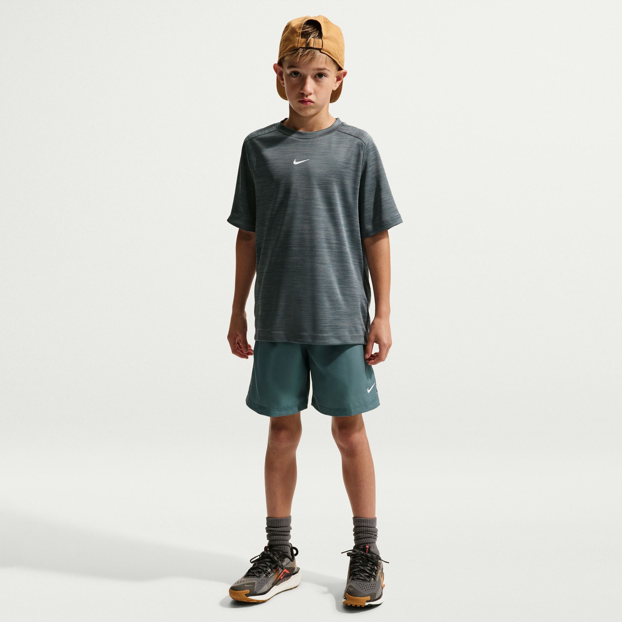 Nike Kids' Dri-FIT Multi Woven Shorts Mineral Slate/White thumbnail