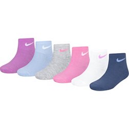 Nike Girls' Metallic Swoosh Ankle Socks - 6 Pack
