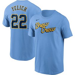 Nike Men's Milwaukee Brewers Blue Christian Yelich #22 T-Shirt