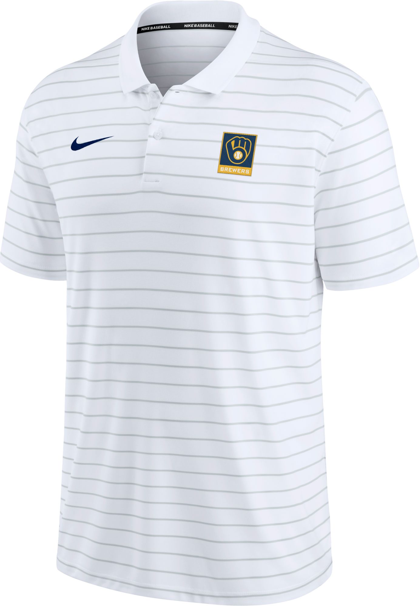 Nike Men's Milwaukee Brewers Stripe Polo - S (Small)