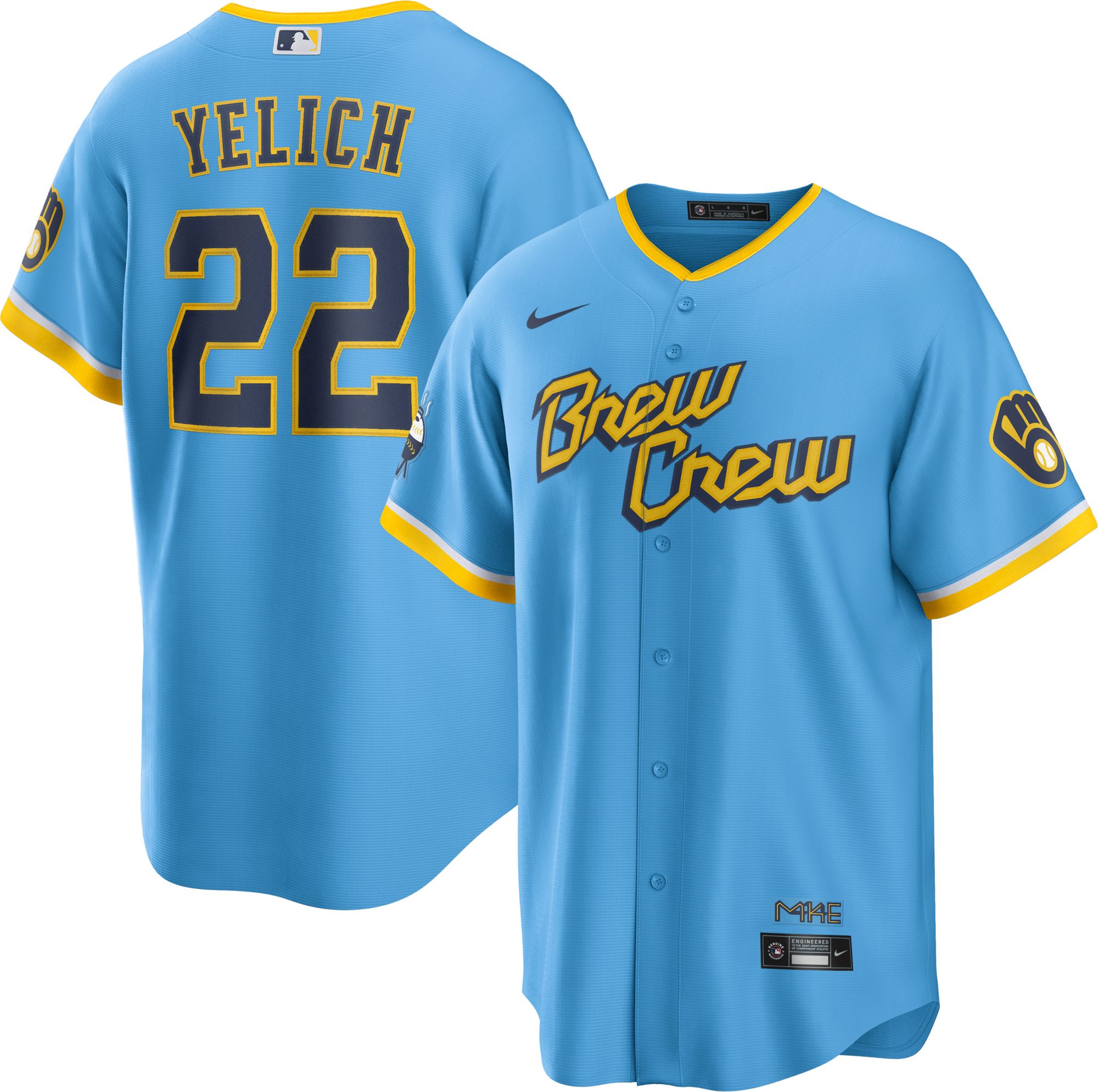 Milwaukee Brewers No22 Christian Yelich White Strip Cool Base Stitched Youth MLB Jersey
