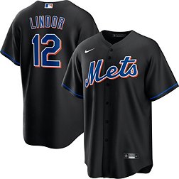 Nike Men's New York Mets Francisco Lindor #12 Black Cool Base Alternate Jersey