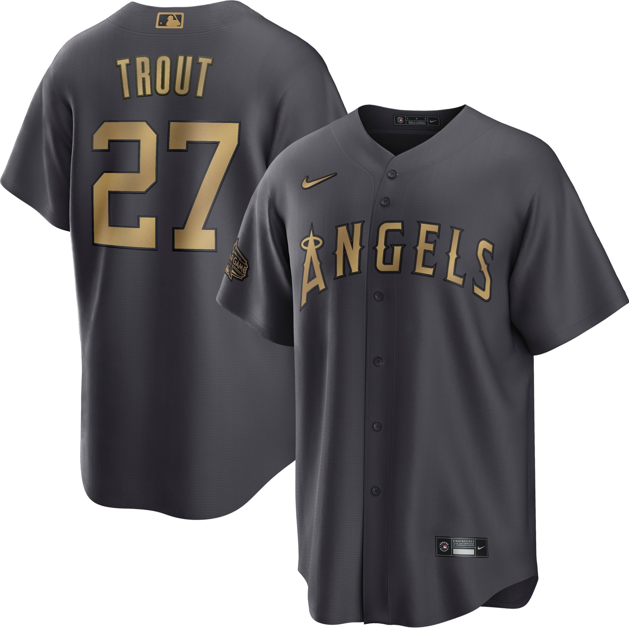 Lot - MLB Los Angeles Angels Nike #27 Trout Jersey - Mens XXL