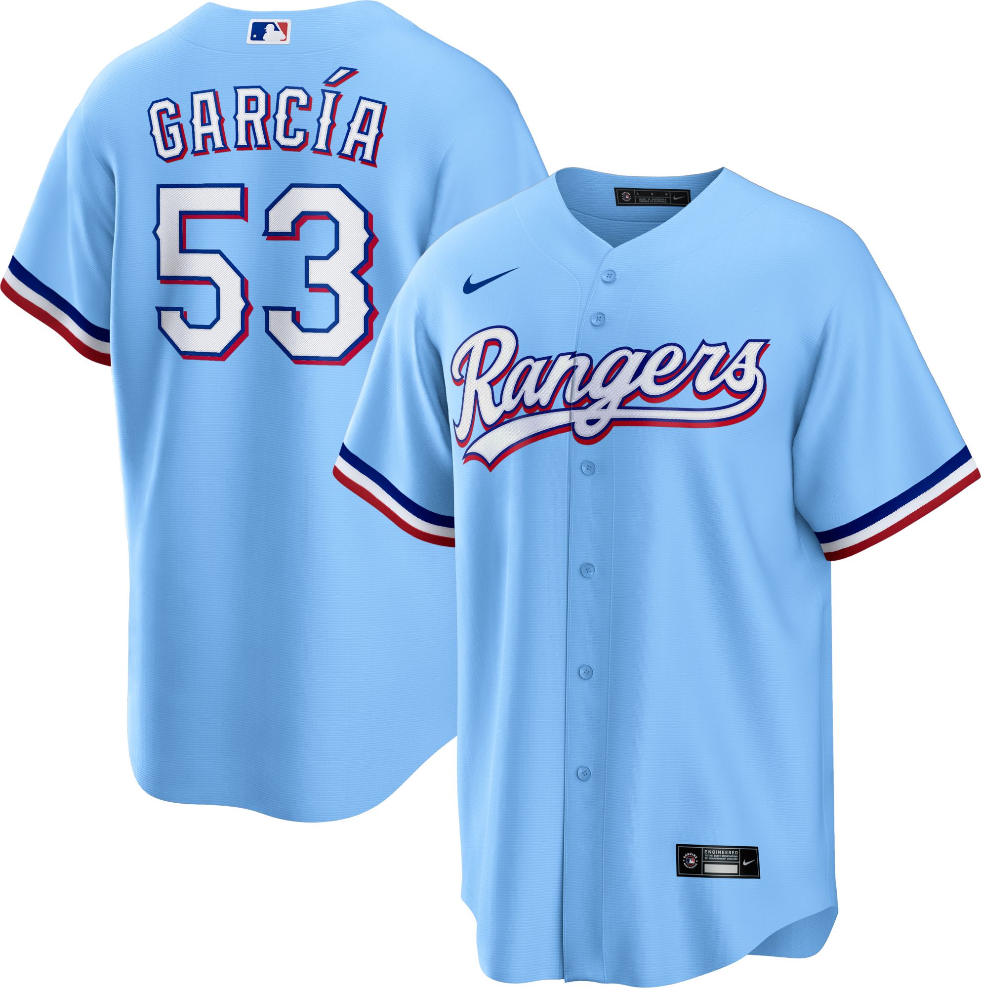 Nike Youth Texas Rangers Adolis García #53 Blue Cool Base Jersey