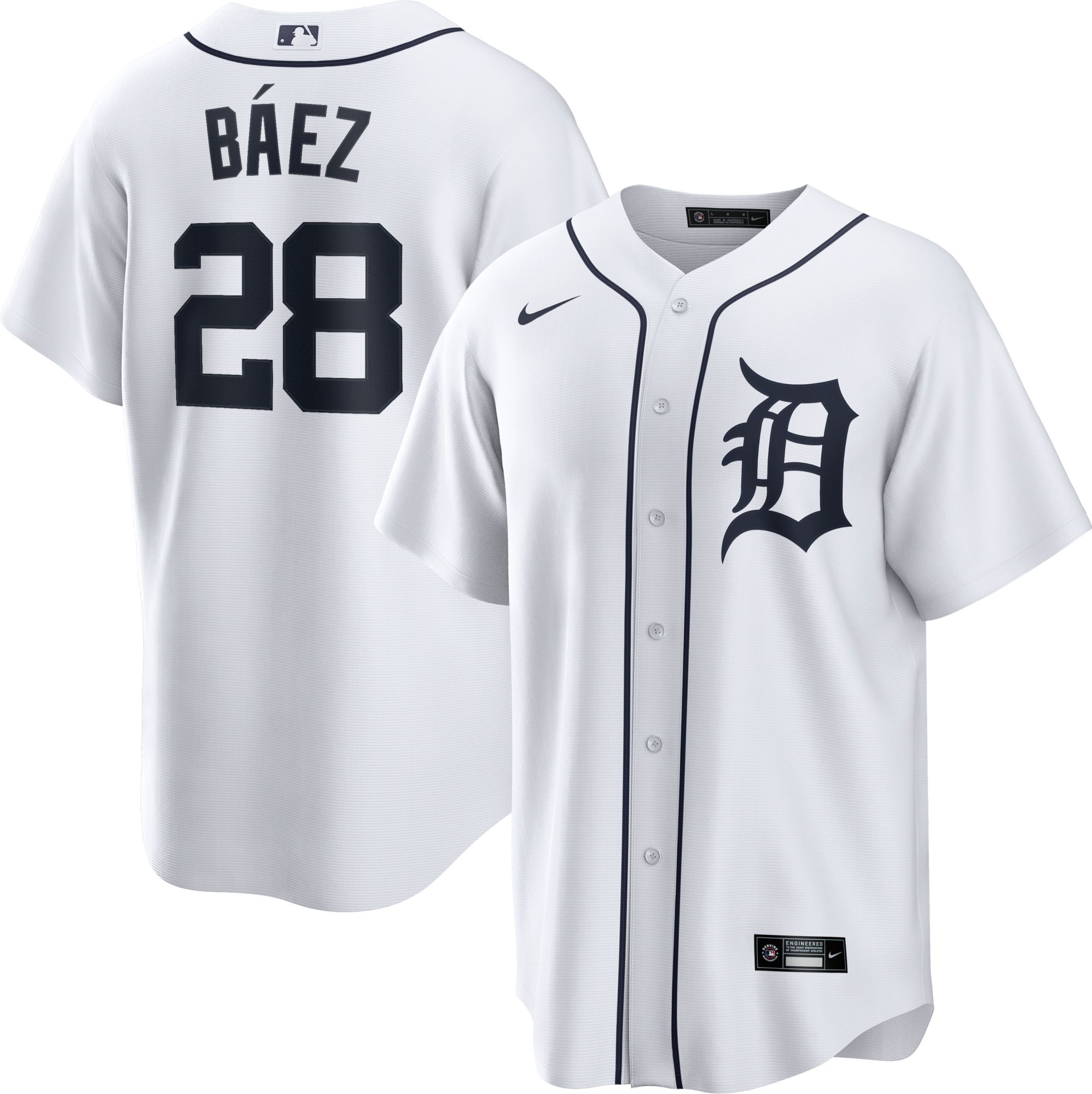 Nike Men's Detroit Tigers Javier Báez #28 White Home Cool Base Jersey