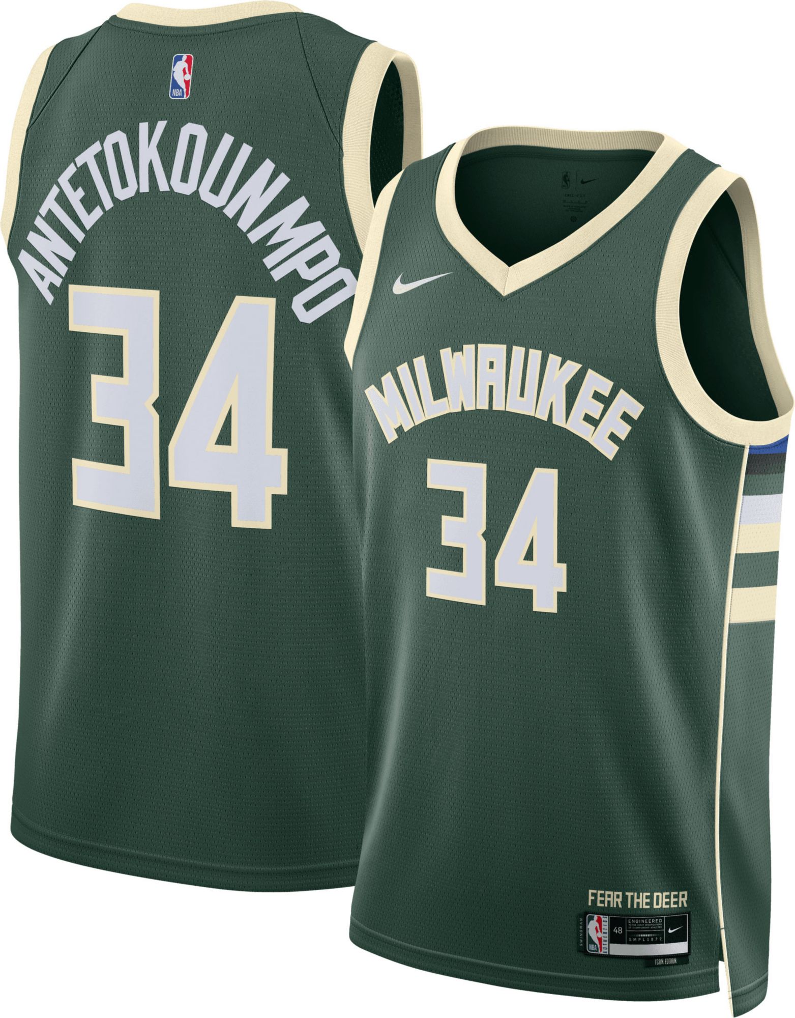 47 Men's Milwaukee Bucks Giannis Antetokounmpo #34 White Super Rival  T-Shirt