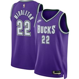 Nike Men's Milwaukee Bucks Khris Middleton #22 Purple Hardwood Classic Dri-FIT Swingman Jersey